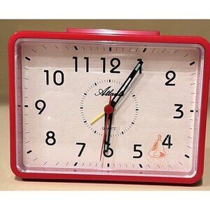 Atlanta Alarm Clock Black And Red Rectangle - Analog Display - Battery Powered